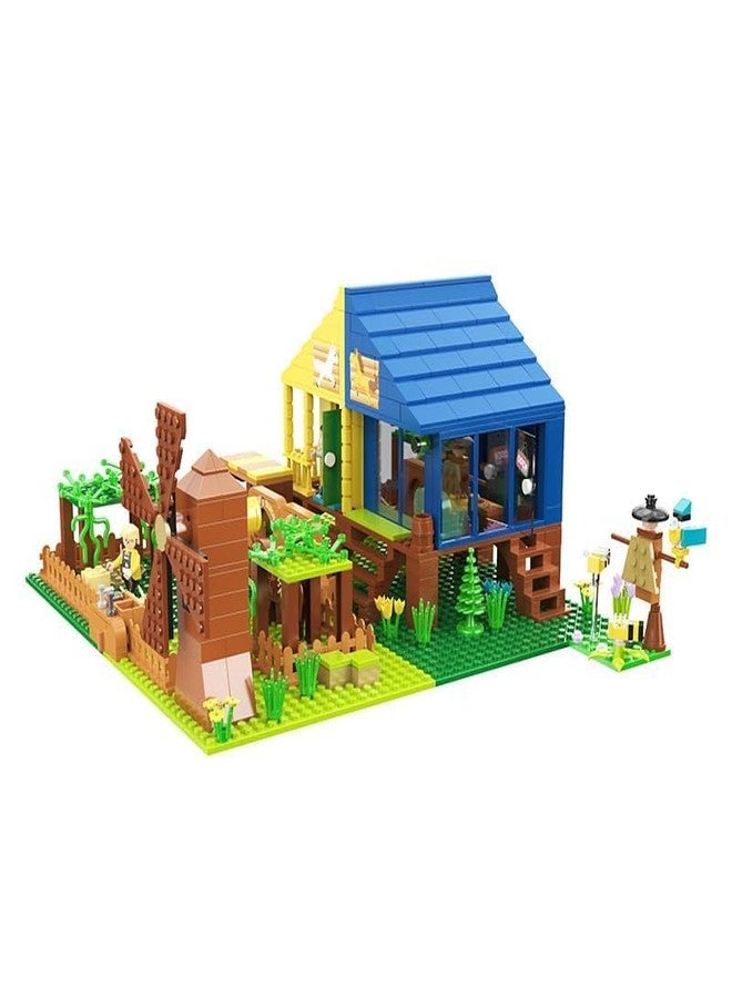 Brighterbee Building Blocks Farm House Set with Tractor, Windmill, Animals, and Accessories, 800+ Pieces - Image 4